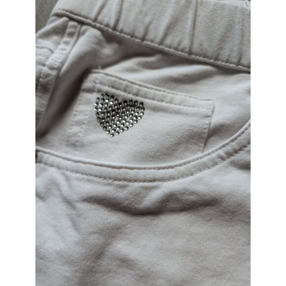 Dream Jeannes By Quacker Factory 2X Short White Capri Pants Rhinestone Heart - Picture 2 of 6